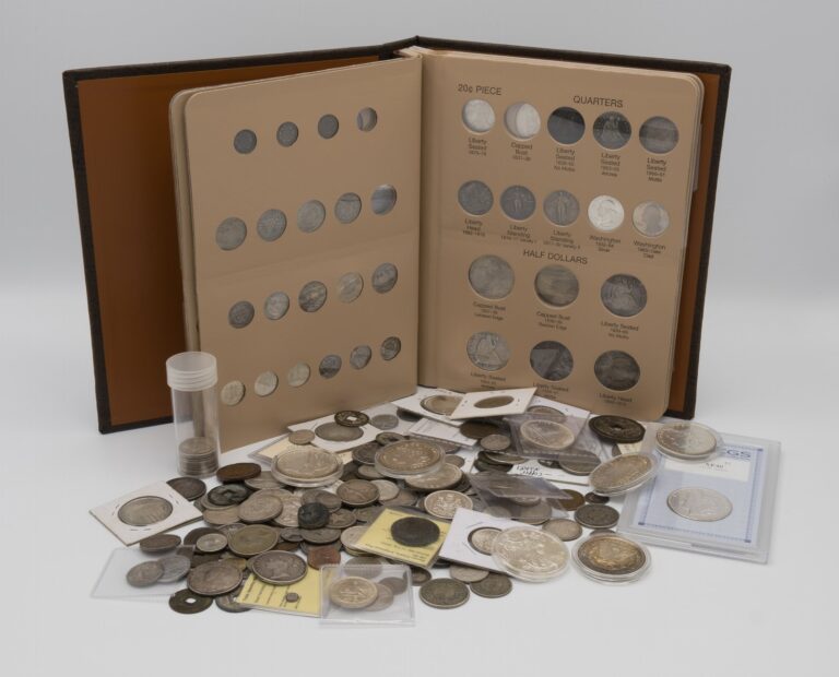 An assortment of collected coins