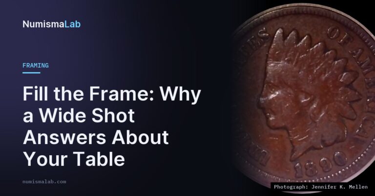 Title card: fill the frame, with Jen's 1890 Indian Head cent framed whole