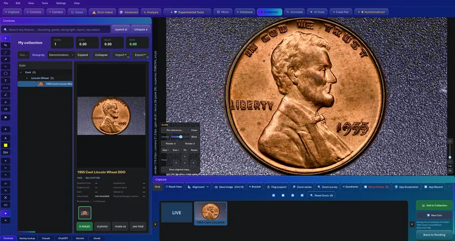 The collection: every photograph filed against the coin it belongs to