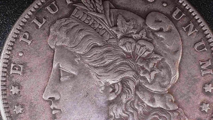 An 1887 Morgan dollar from Jen Mellen's collection, filed by her as VAM-12A, whole obverse