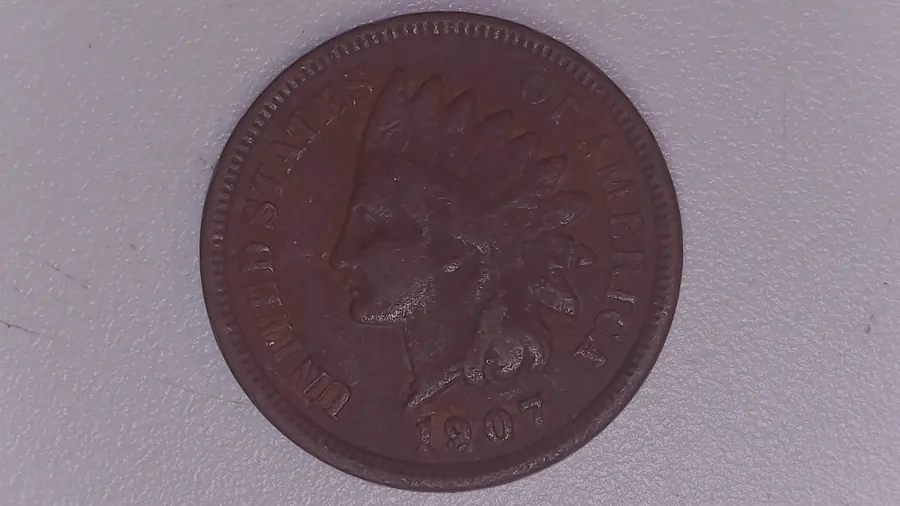 A second 1907 Indian Head cent from Jen Mellen's collection, same date and a different coin - the kind of pair Comparing Coins lines up